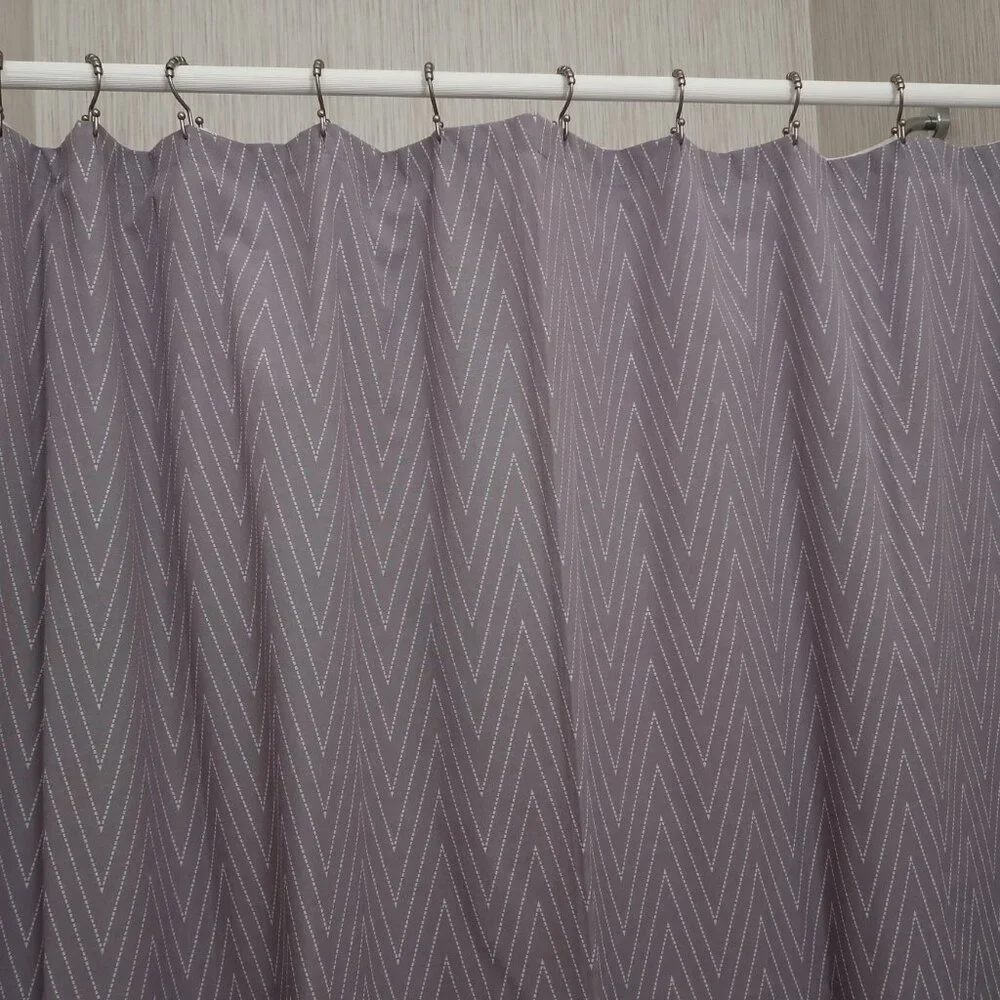 Elegant Threshold Gray Chevron Stripe Pattern Fabric Shower Curtain
